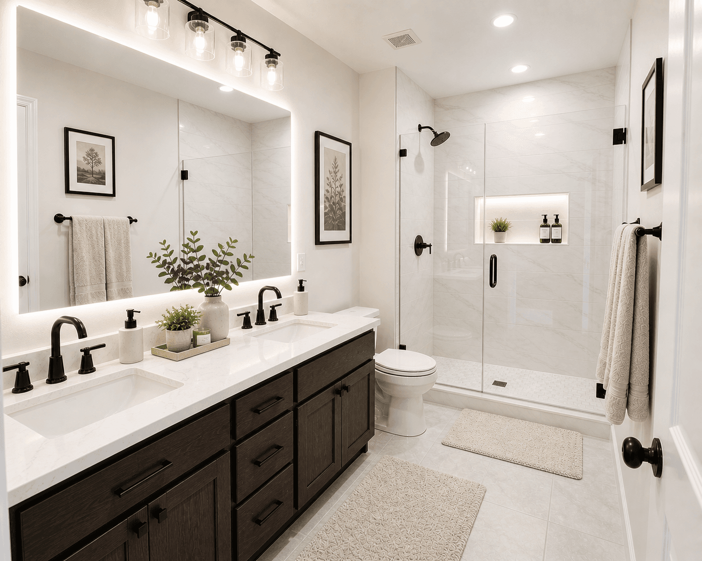 Same bathroom transformed into a bright spa-like space
