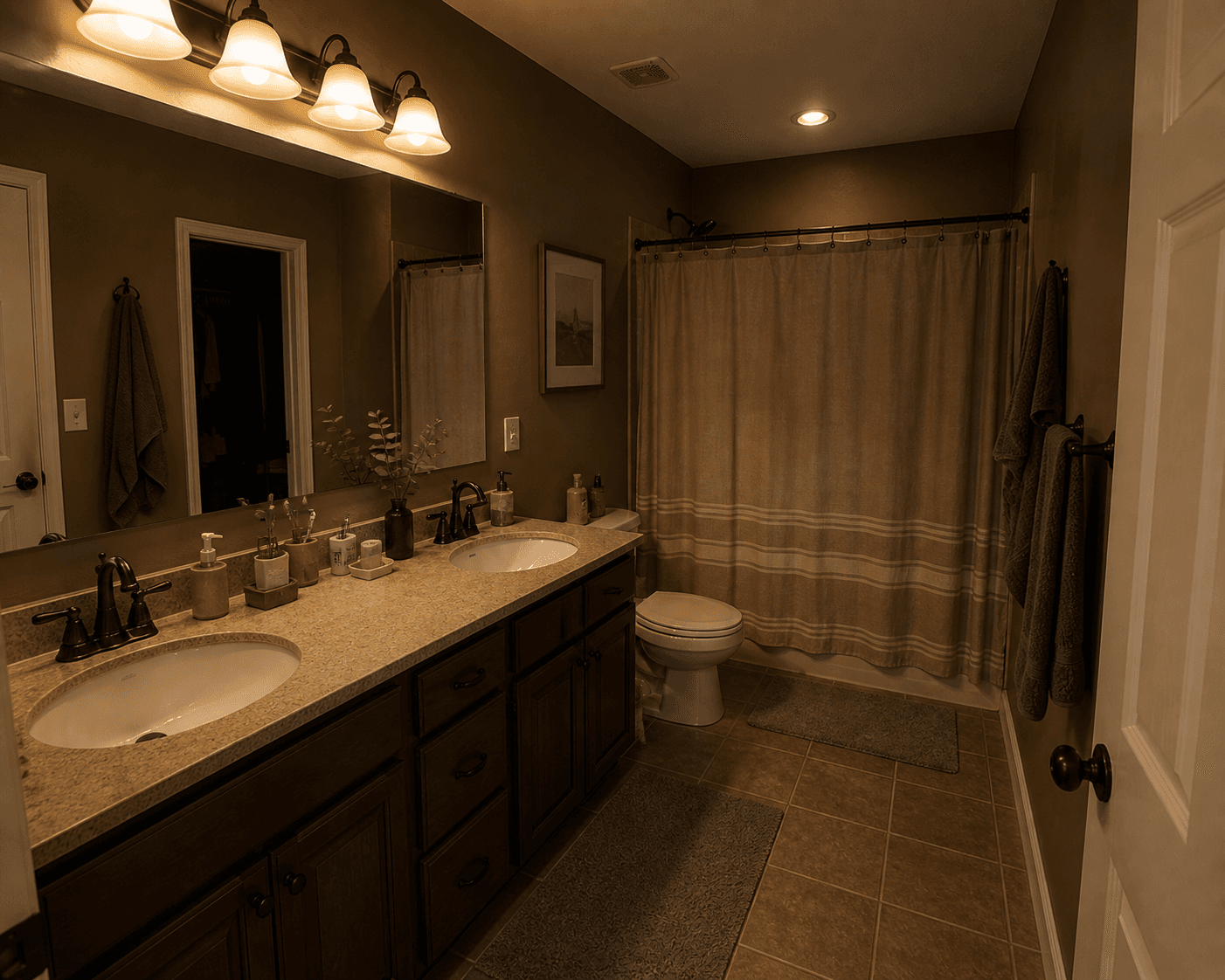 Dark dated bathroom before remodel